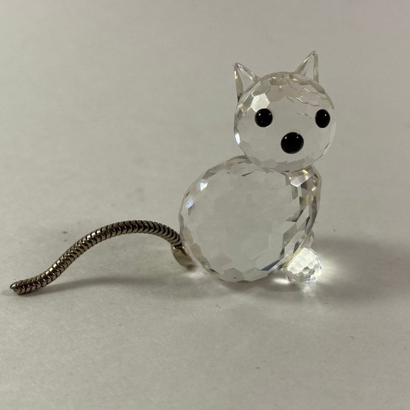 Swarovski Crystal Mini Cat Figurine 1982 metal Chain Austria 1.25 inches - Picture 8 of 9